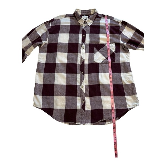 Aritiza | Wilfred Free Button Up Long Sleeves Checkered Flannel Burgundy Size L - Picture 9 of 11